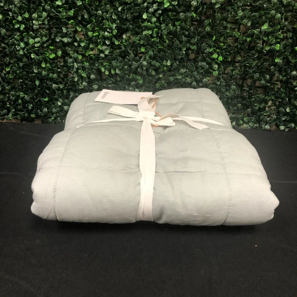 Quince European Linen Box Quilted Sham Mist Size King - Picture 6 of 11